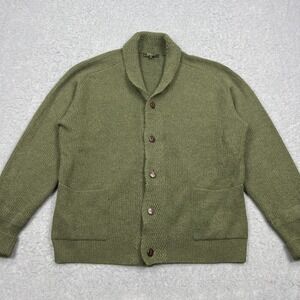 Bobby Jones Cardigan XXL Green 100% Baby Alpaca Sweater Shawl Collar Heavyweight